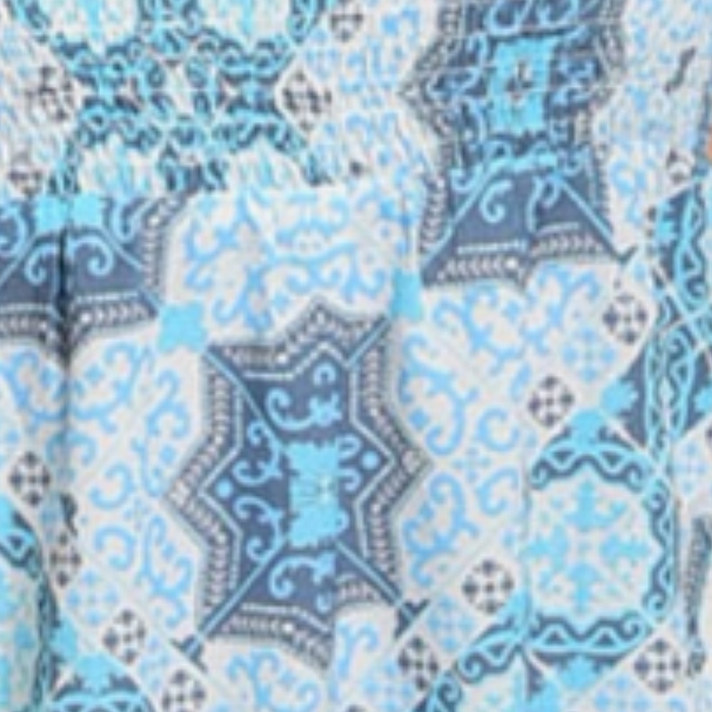 Off Shoulder Tops Boho Print Cotton Top Blue - Picture 3 of 4